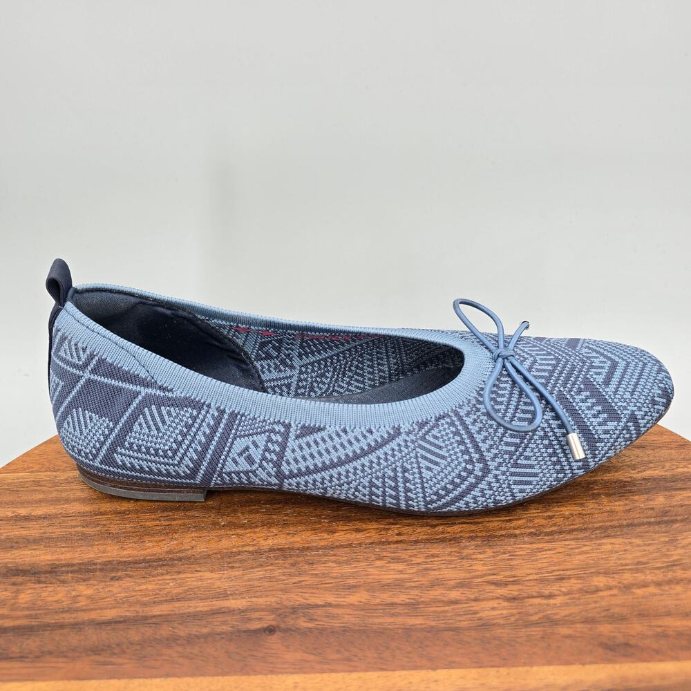 Skechers Cleo Ballet Flats Womens 8.5 M Navy Blue Knit Geometric Slip On Shoes